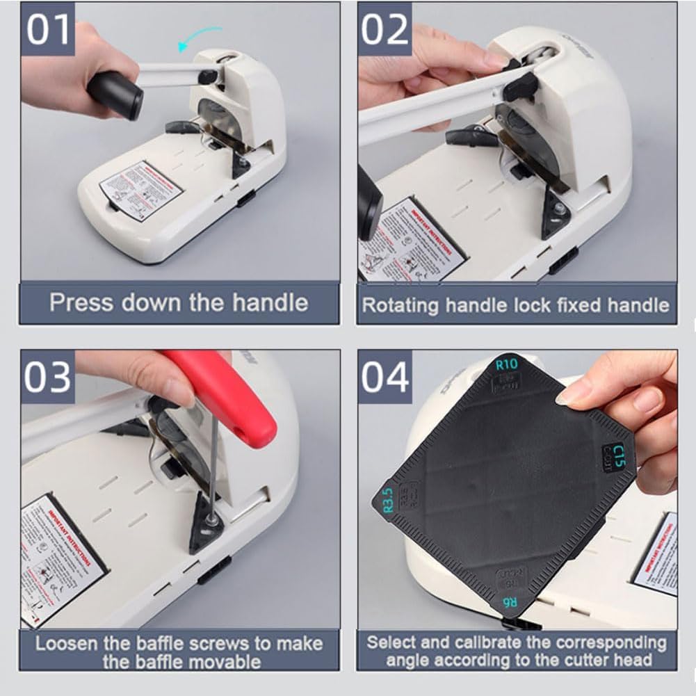 Perforatrice de coins arrondis multifonctionnelle 6 en 1, machine de poinçonnage manuelle de coins de bureau, avec coins ronds R3,5 mm, R6 mm, R10 mm, demi-cercle, matrices interchangeables de perfora