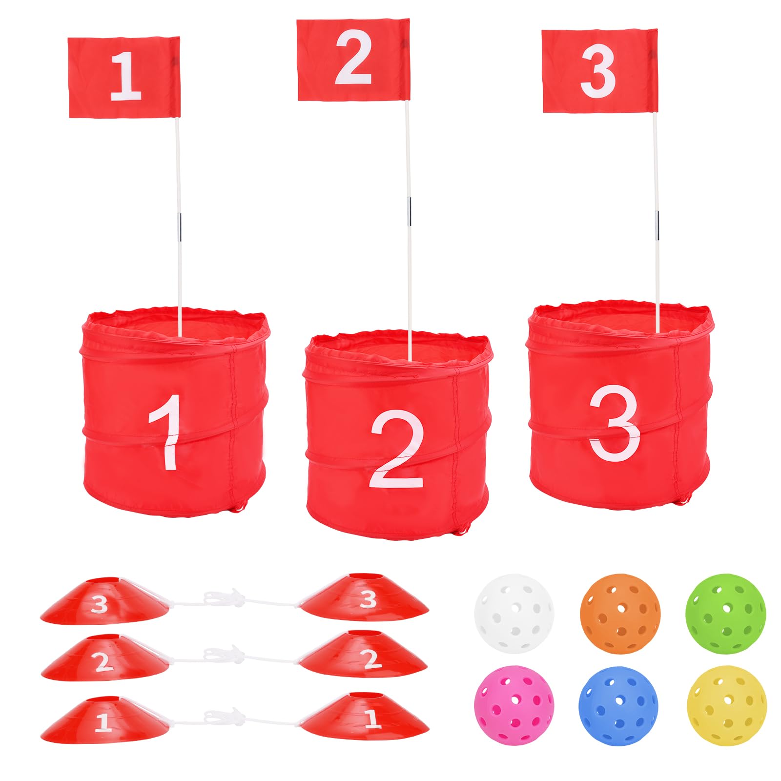 lasuroa Set da Gioco da Golf con Secchiello a 3 Buche, Giochi Golf Giardino Pratica Intrattenimento Interazione Genitori-Figli per Adulti e Bambini Prato Spiaggia Cortile Campeggio