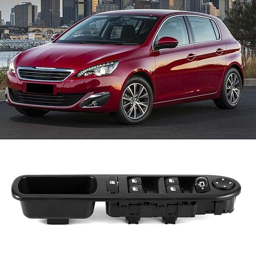 Miniatura 2 de KIMISS Interruptor de elevalunas eléctrico Consola izquierda delantera 6554KT se adapta a 307/407 negro