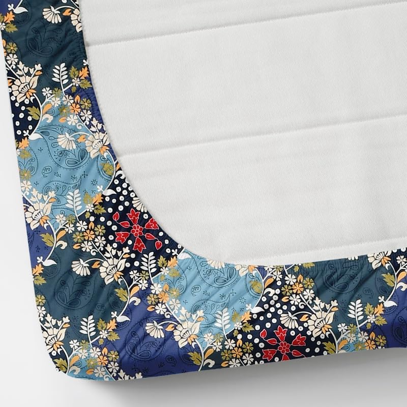 Image of NEW LEAF Cotton Fitted King Size Bedsheets with 2 Pillow Covers | Elastic Fitted | Wrinklefree | Ultrasoft |Winter Bedsheet 220 tc tc Floral | 710x72+10 Inches, Teal Blue