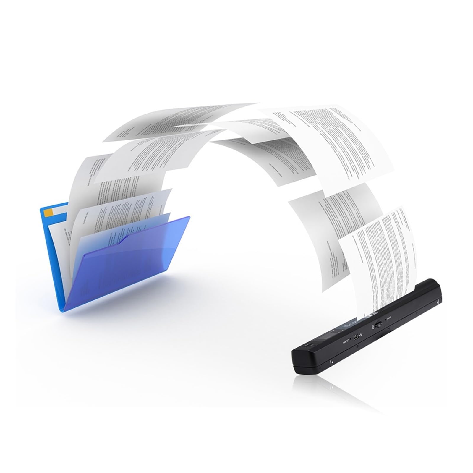 Skaner dokumentów, Przenośny ręczny skaner dokumentów z kartą 16 GB Mini Pen Skaner Dokument i obraz Rozmiar A4 900 DPI Format JPEG/PDF(Wit)