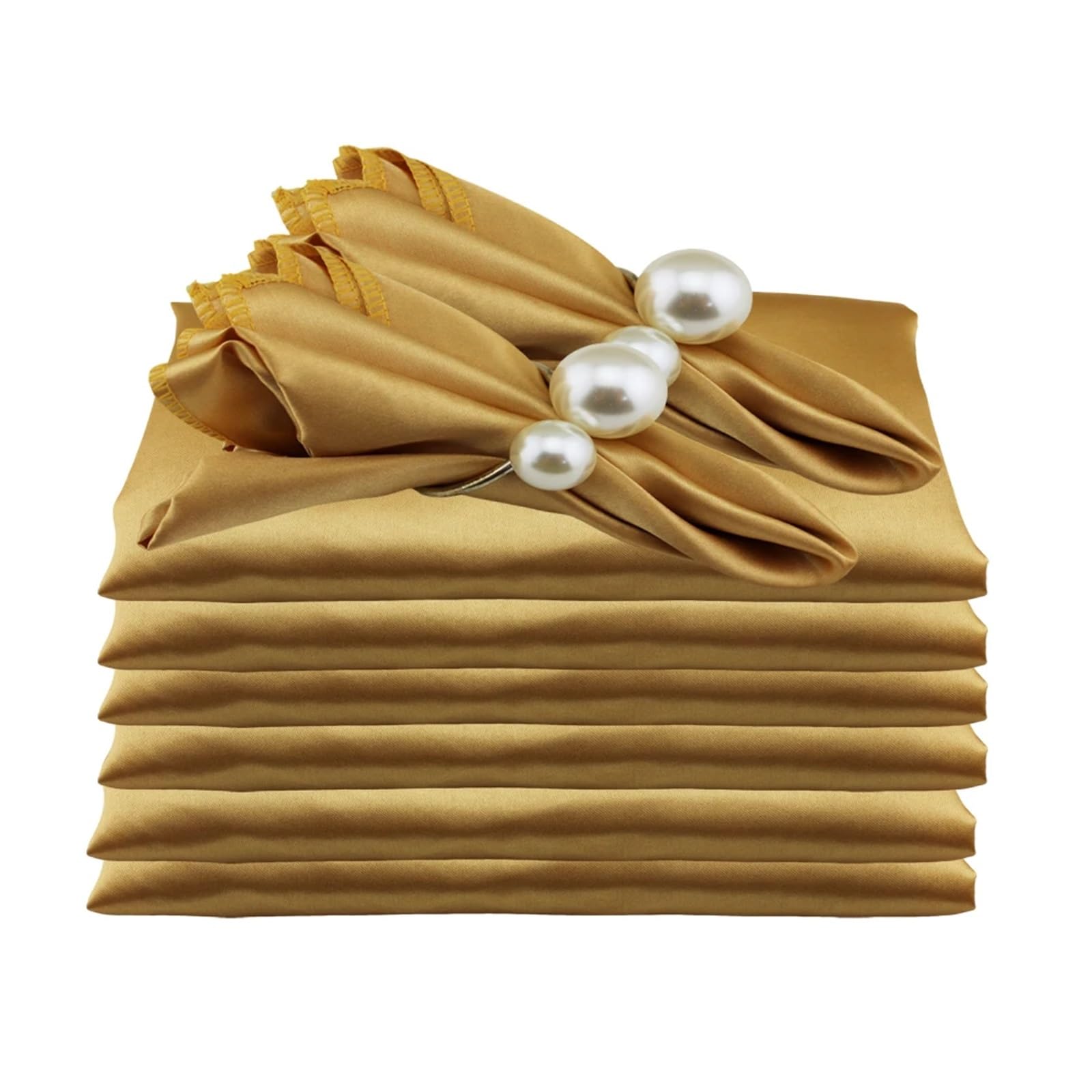 Satin Dinner Napkins 24pcs Shiny Satin Wedding Table Napkins 19"x19" Birthday Party Cloth Napkin Restaurant Coffee/Tea Towels(Gold)