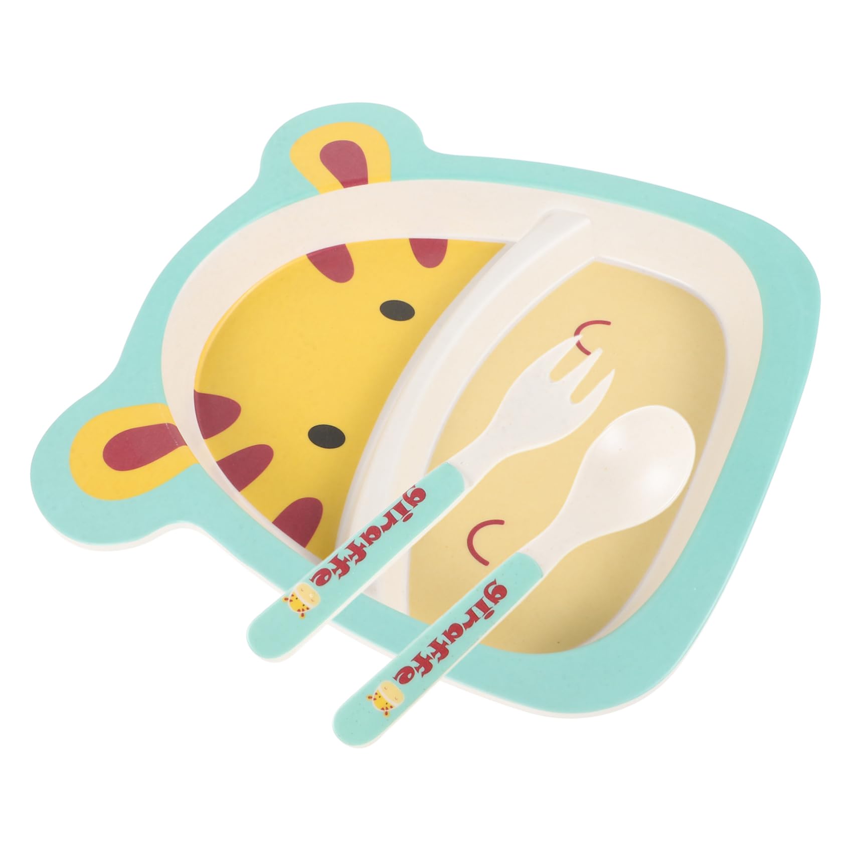 IWOWHERO Bamboo Fiber Dinnerware Set 1 Set Adorable Giraffe Plates Boys and Girls Food Plate Divided Design Versatile for Dining