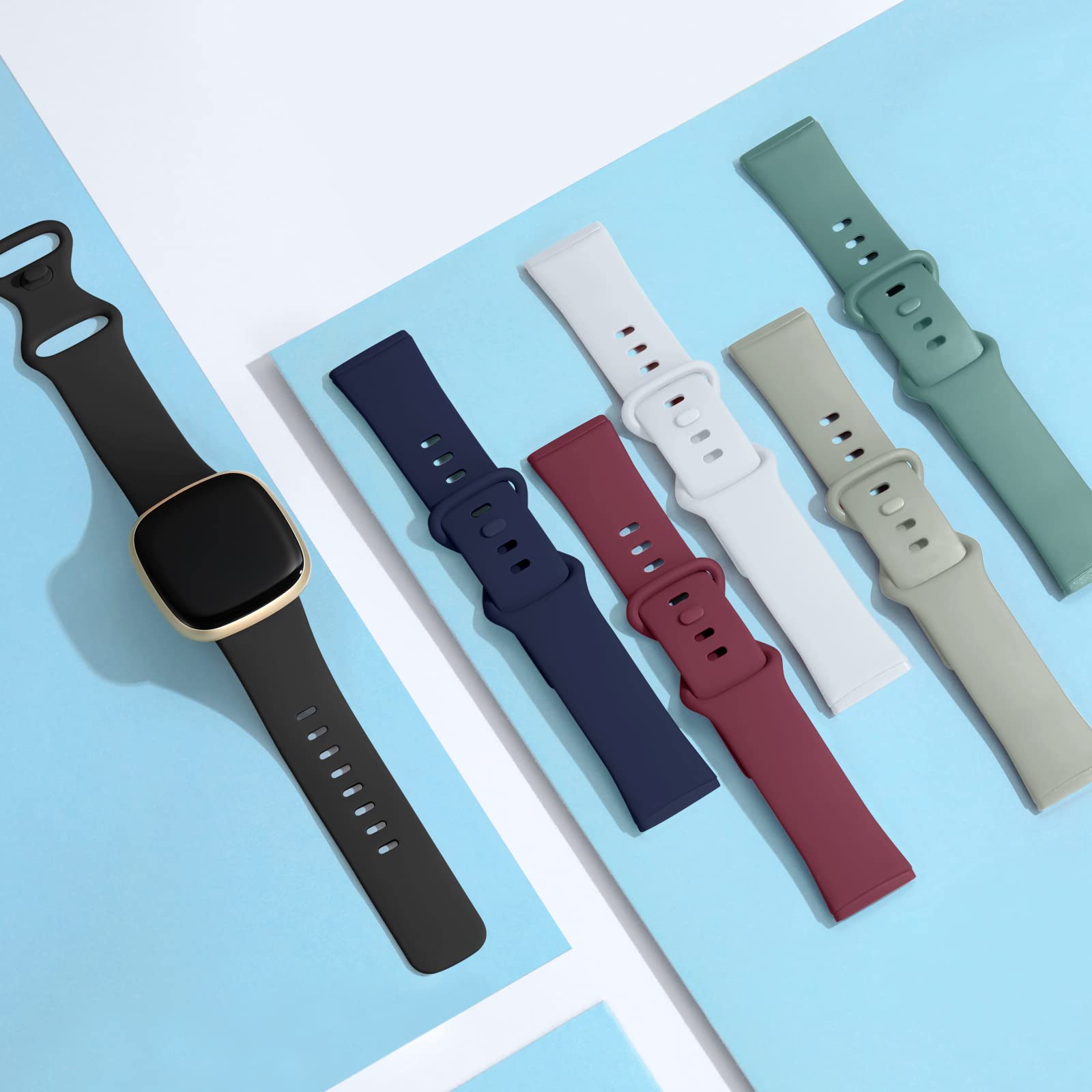 Charlam 6 Pezzi Cinturino Compatibile con Fitbit Versa 3/ Versa 4 Cinturino/Fitbit Sense/Sense 2 Cinturini, Cinturino di Ricambio per Sportivi Morbidi per Donna Uomo, Piccoli Grandi