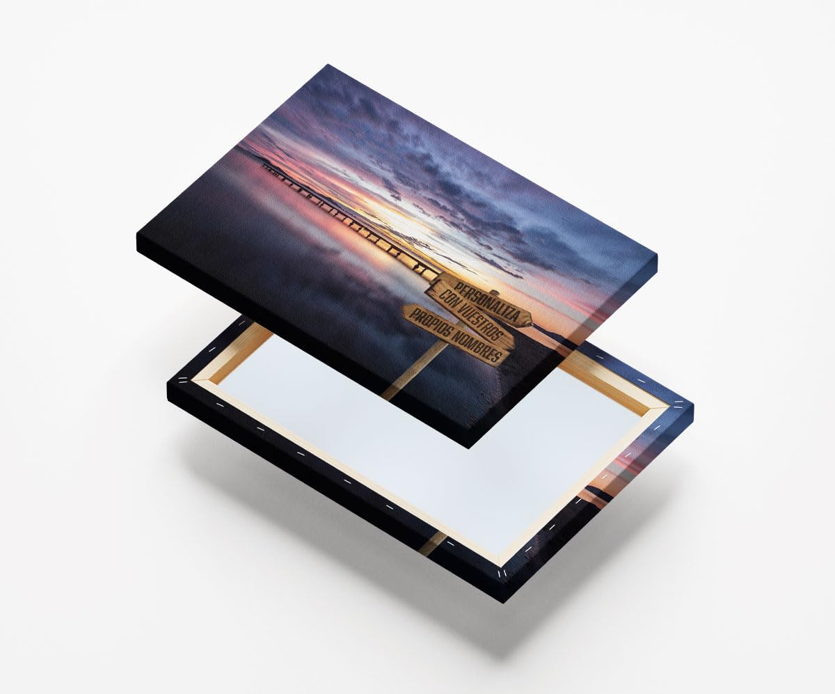 Cuadro Personalizado Multinombre De 90x60 Cm ➤ Regalo Único Para Familia Con 6 Nombres – Lienzo De Lona Y Madera Listo Para Colgar