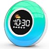Digital Alarm Clock Children's Alarm Clock Sleep Trainer with Night Light Customised Light Alarm Clock with 12 White Noise Snooze and Timer 15/30/60/90 Mins Table Clock without Tick 6 Alarm Tones Gifts for Girls Boys