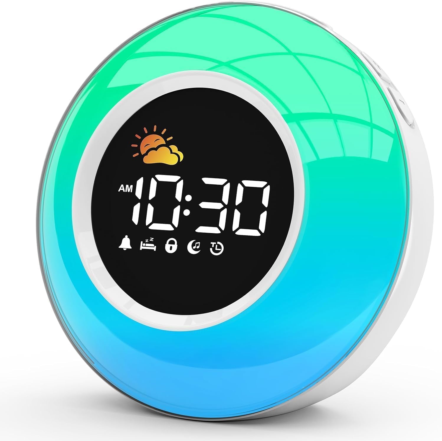 Sveglia digitale per bambini, con luce notturna, sveglia con 12 toni bianchi, snooze e timer 15/30/60/90 minuti, orologio da tavolo senza ticchetto, 6 suoni, regalo per ragazze e ragazzi