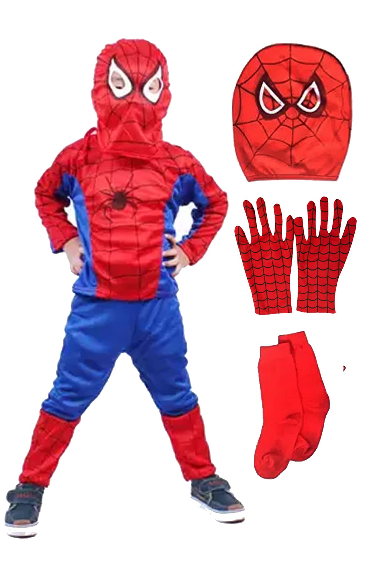 FANY Superhero Costume for Kids| Full Set(tshirt, trouser, mask, gloves, socks)| Fancy Dress|Super Boy|Super Man|Spider Man (B0C4FSBC1L) Amazon Price History, Amazon Price Tracker