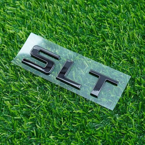 Image of Side Door Emblem 3D Letter Badge Nameplates Sticker Replacement for 1500 Truck SLT 2Pc (Gloss Black)