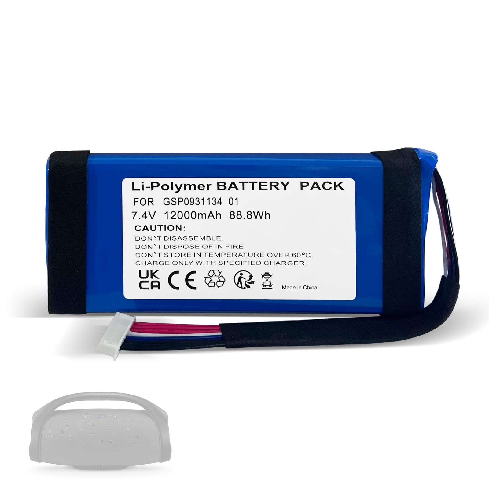 Batería de repuesto para altavoz Bluetooth JBL Boombox 1, repuesto para batería GSP0931134 01, compatible con JBL JEM3316, JEM3317, JEM3318. Batería de polímero de litio.