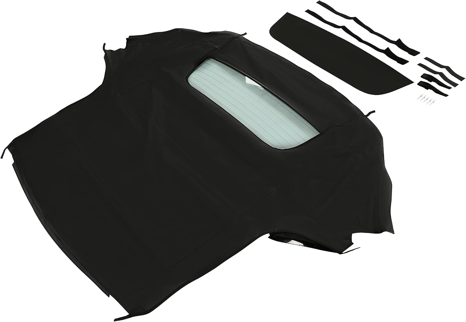 KUAFU Convertible Top Soft Roof Compatible with 1999-2009 Honda S2000 Cabrio Sailcloth Vinyl Top + Heated Glass Window (Black & Clear)