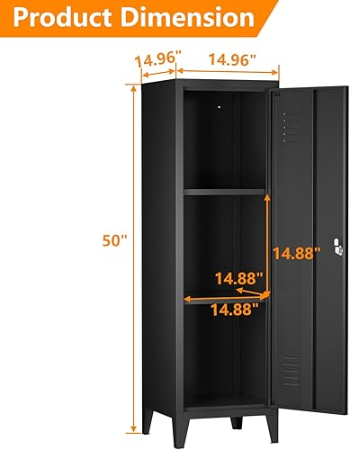 Miniatura 3 de LISSIMO Gabinete de almacenamiento de metal con puertas y estantes con cerradura armario de almacenamiento de oficina en casa para empleados niños