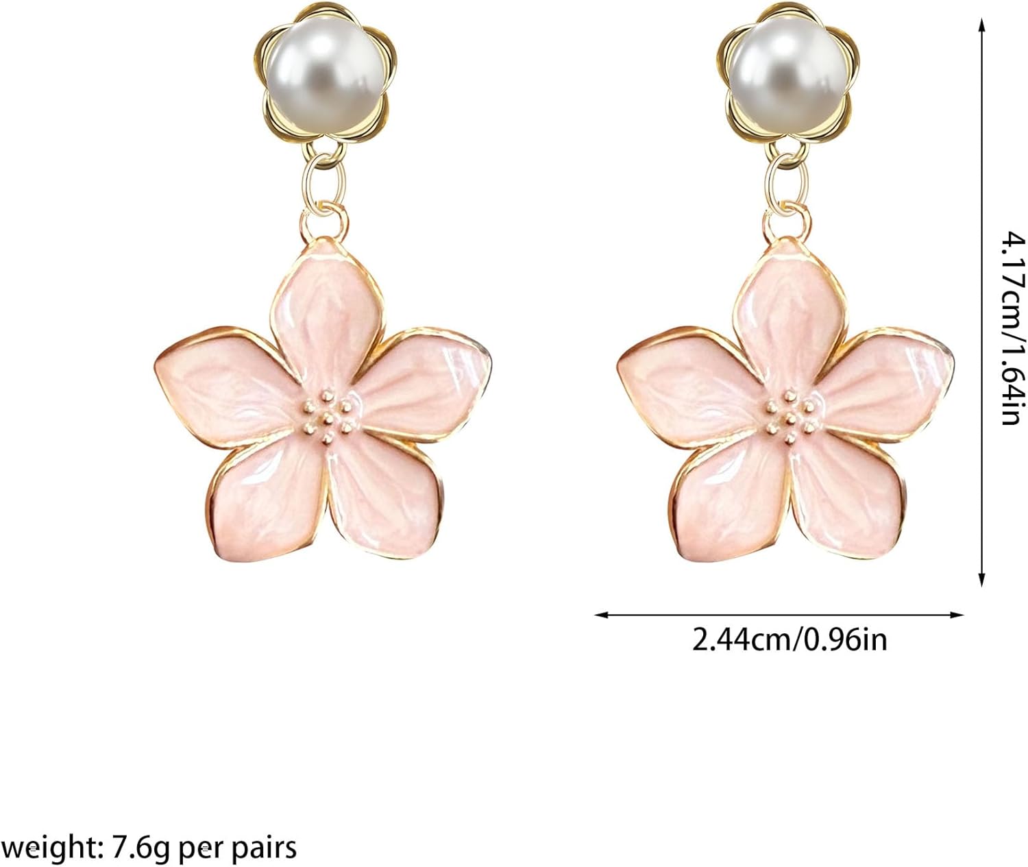 YUNXI Gold Alloy Pearl Flower Stud Earrings for Women Floral Pearl Earrings Hypoallergenic for Her Wedding Party Valentine Day - Image 4