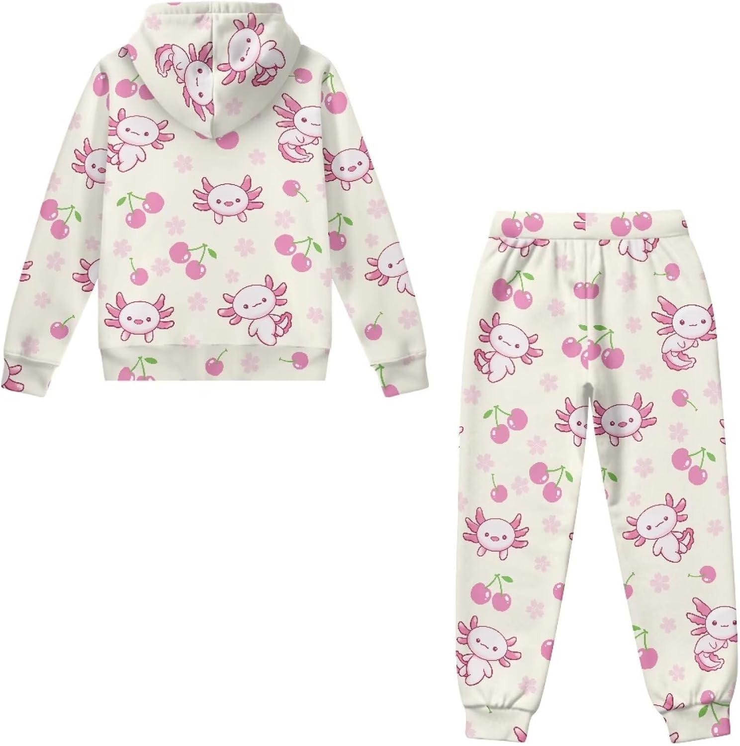 3D Printed Kids Zippered Sportswear Suit with Pocket Jogger Sets Top and Pant 2PCS for Girls Daily Wear 6-15T