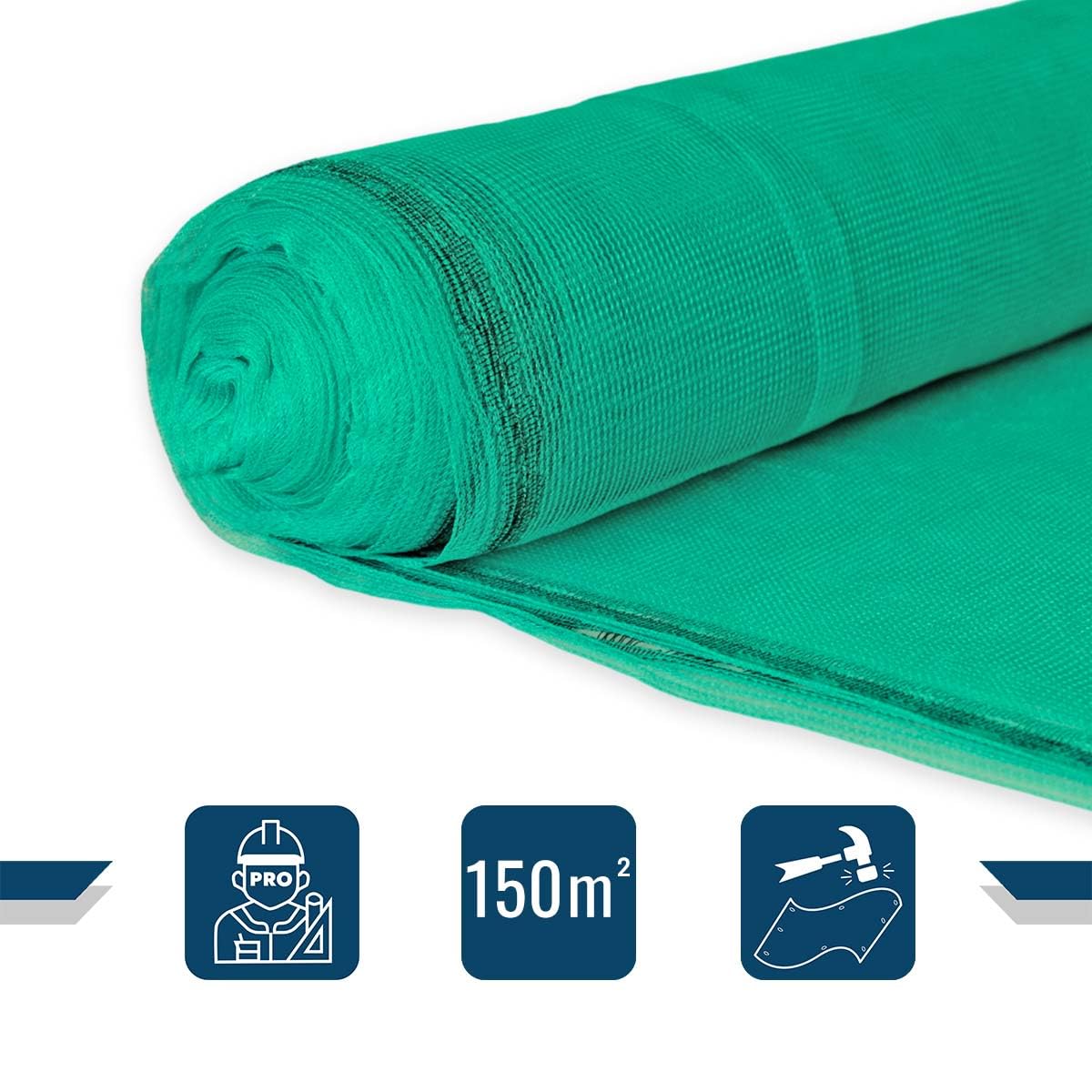 Gerüstnetz Grün 3,07x50 m - Pro-Qualität TECPLAST 50EC - Gerüstschutznetz für Baustellen - Schotterfänger