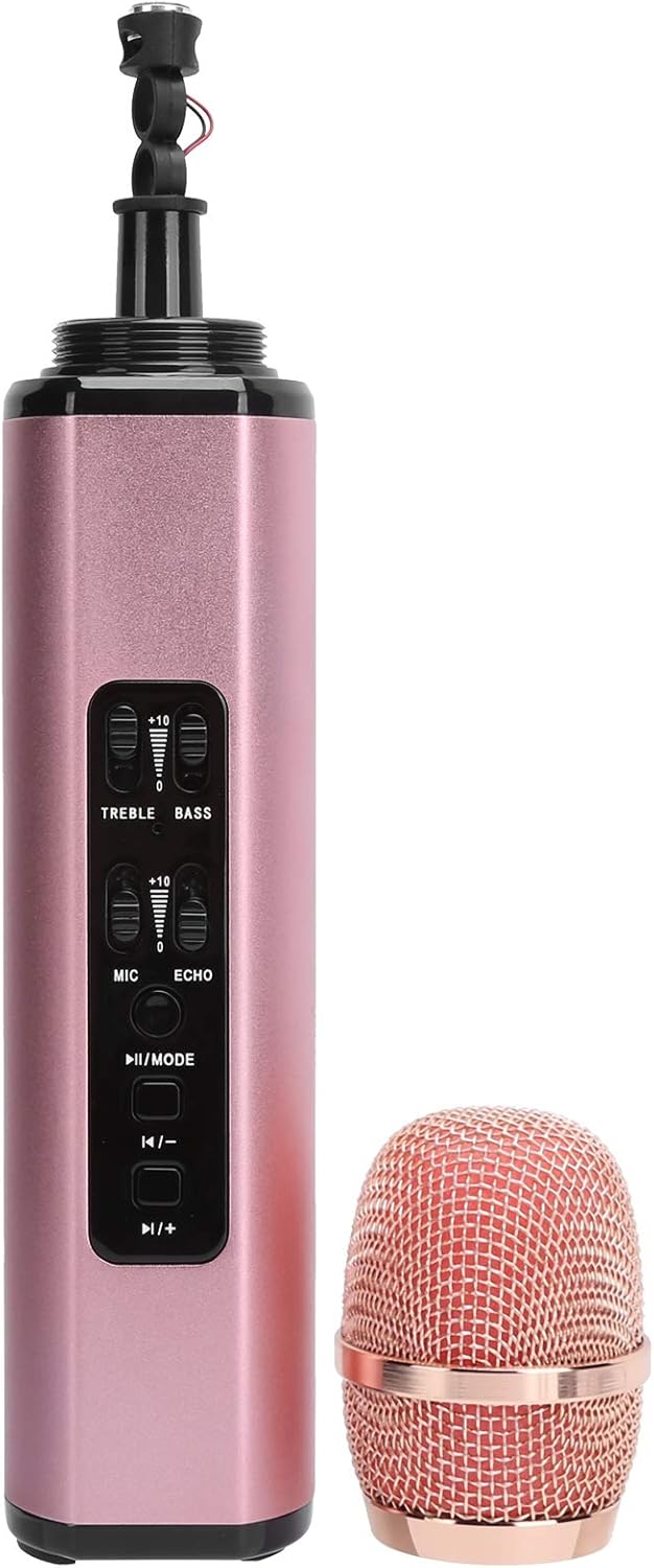 Fournyaa Micrófono de Karaoke, conexión inalámbrica Micrófono Bluetooth ABS + Aleación de Aluminio Micrófono de Mano Micrófono inalámbrico Altavoz Doble magnético para KTV para el hogar