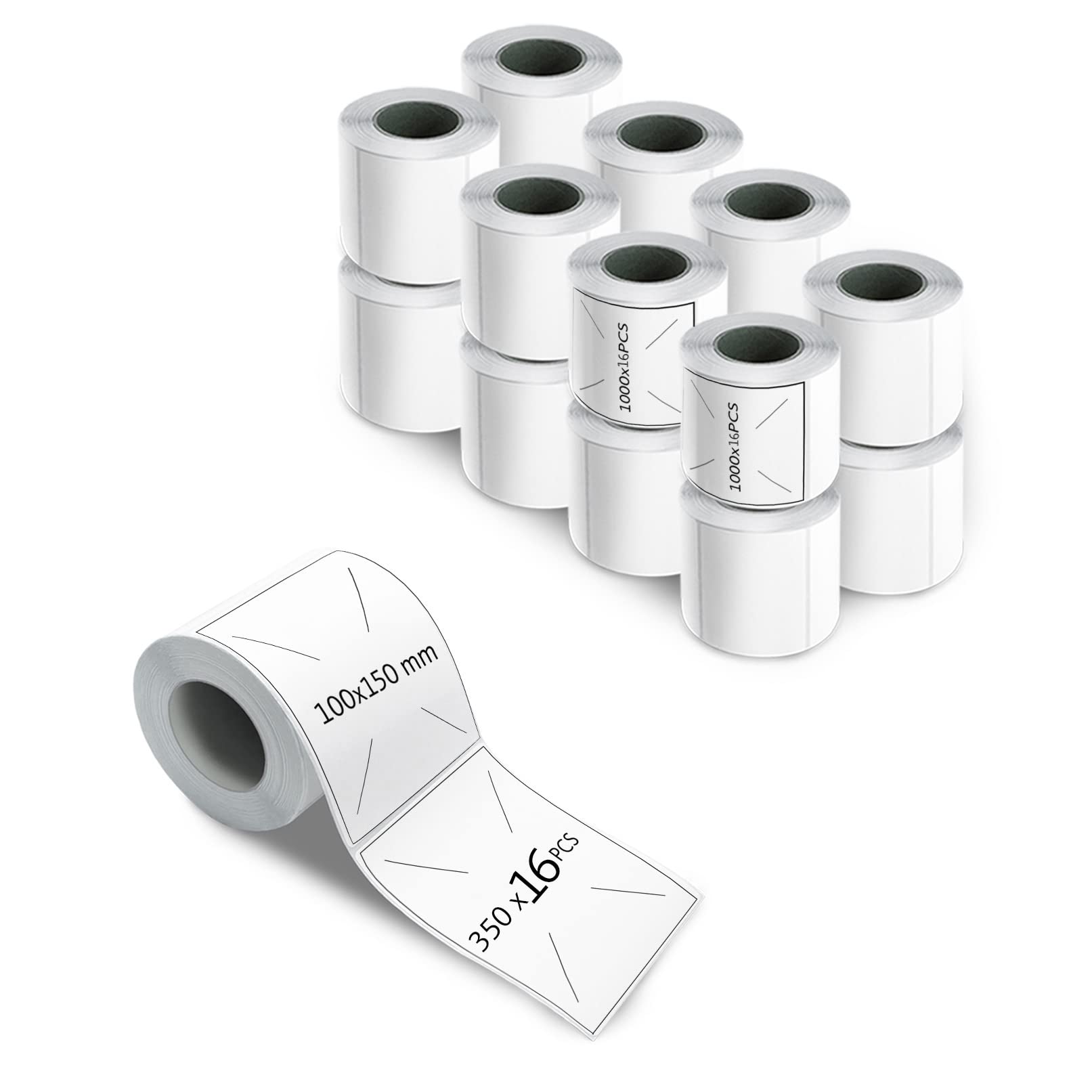 【Buon Prezzo】100×150MM 4"x 6" Etichette Termiche Adesive 5600 Pezzi/16 Rotoli Foro 40mm Etichette Adesive Personalizzate Per Stampante/Etichettrice Per BRT Ufficio Indirizzi|15×10CM