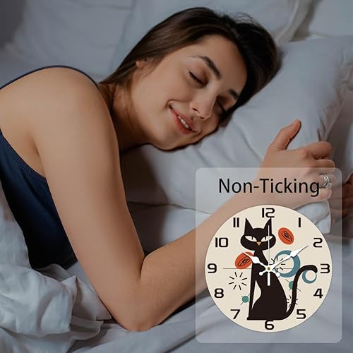 Miniatura 4 de CHGCRAFT Reloj de pared de gato fresco de 12 pulgadas, funciona con pilas, silencioso y moderno, reloj decorativo para cocina, dormitorio, oficina,