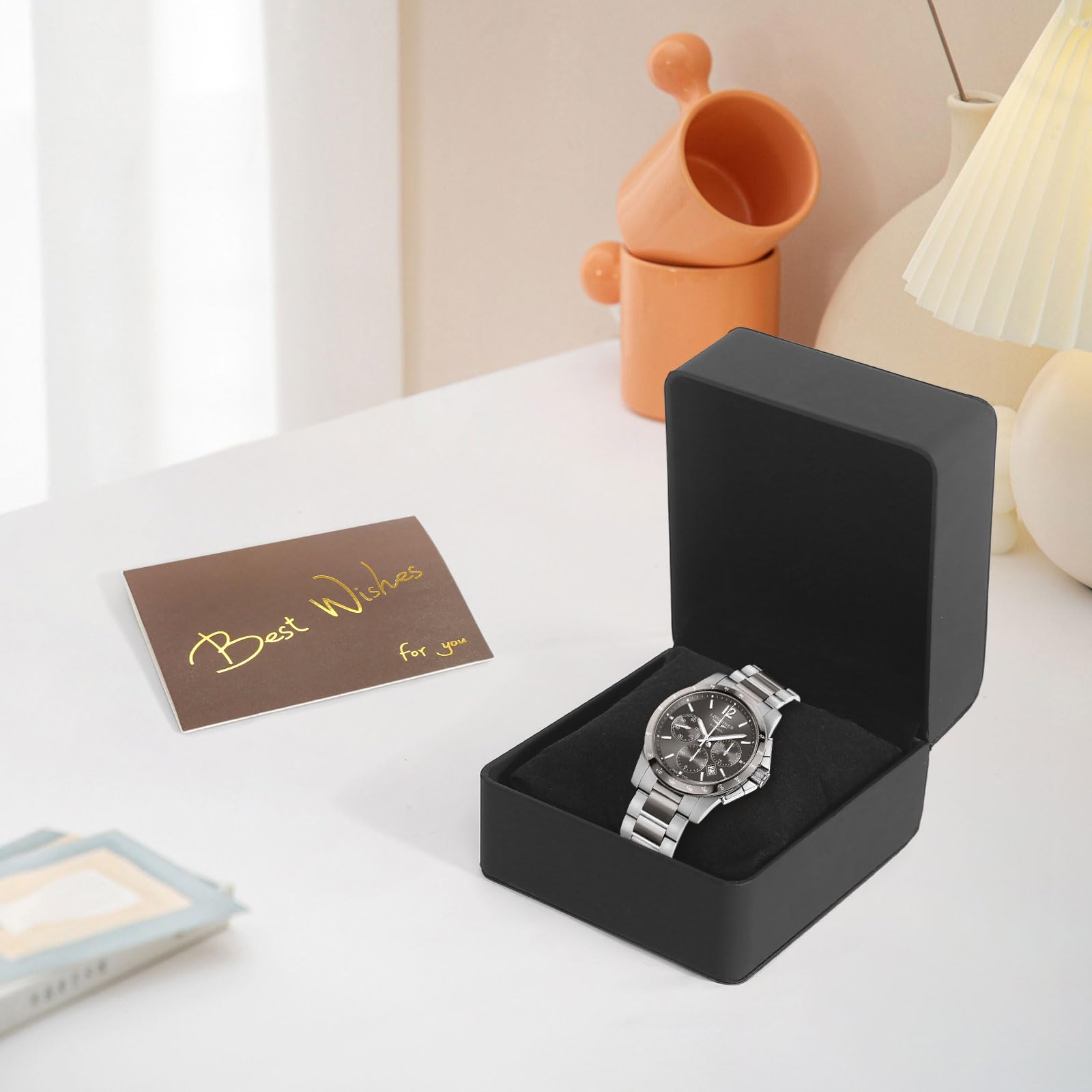 HFDONGL Caja de reloj individual con cojín extraíble de PU para almacenamiento portátil