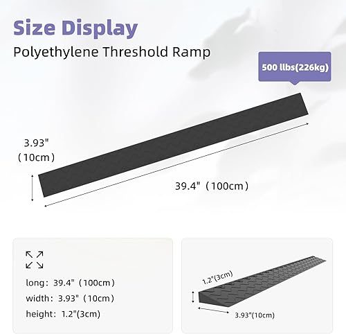 Miniatura 2 de Henka Rampas de umbral de elevación de 1.2 pulgadas para puertas, rampa de silla de ruedas para escalones del hogar, rampa de umbral de puerta con