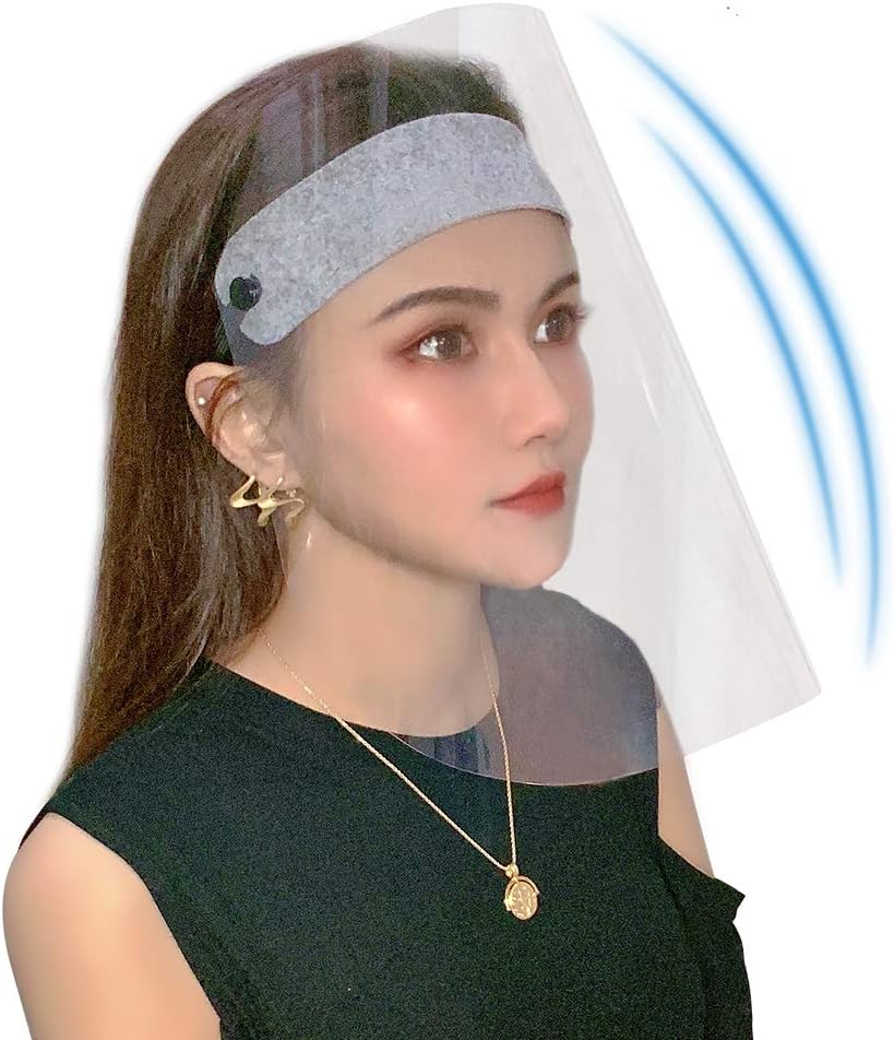 Reusable Safety Face Shield Full Face Protective Visor, Transparent Protective Facial Cover for Dirty Things, Wind Sand proof Sliver(Tear off the anti-scratch film on both side before use)