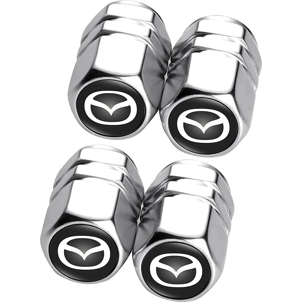 ORBUB 4 pieces Car Tyre Valve Caps, for Mazda Cx-3 Cx-4 Cx-5 Cx-8 Cx-9 Car Tire Stem Dust Covers Corrosion Resistant Leak-Proof Car Accessories