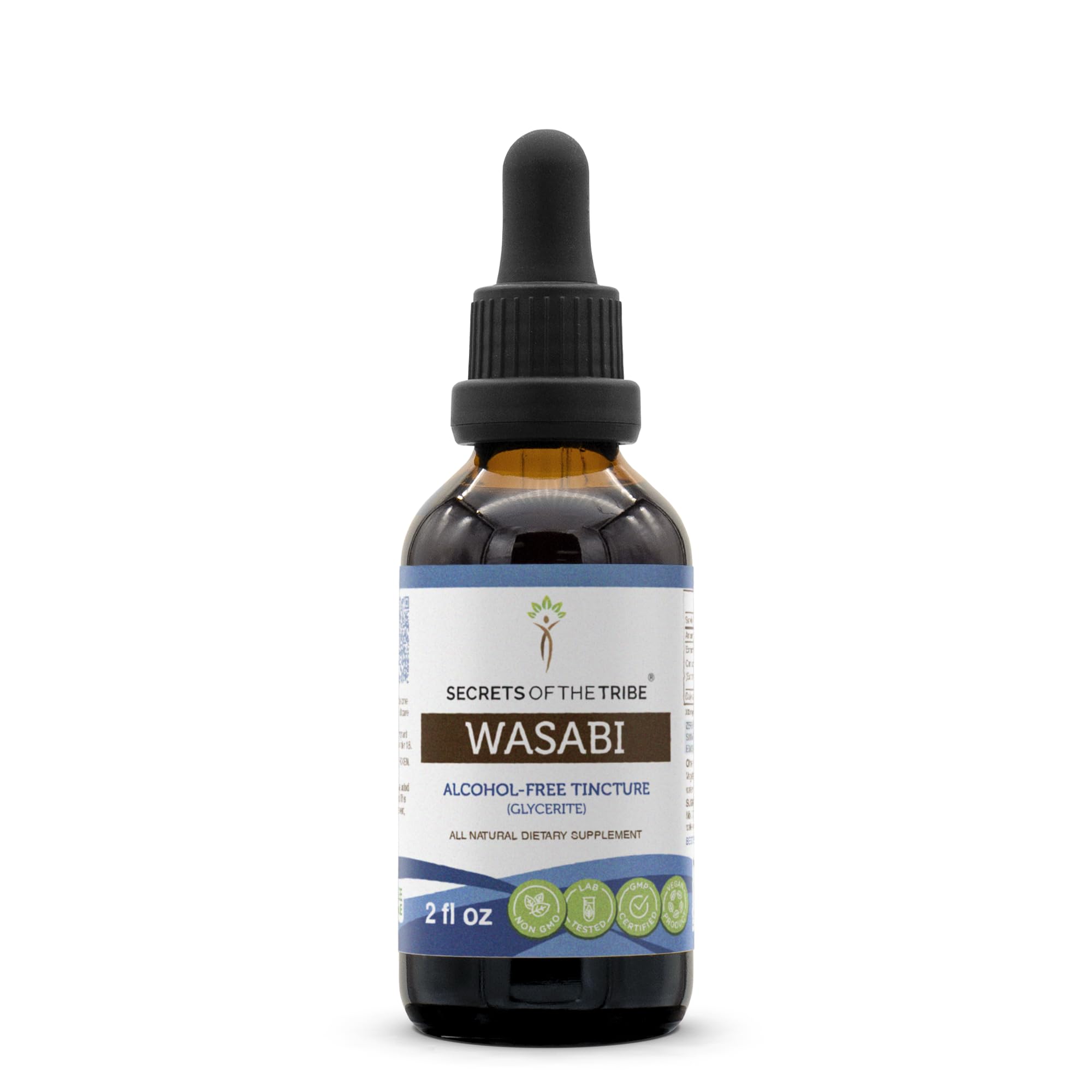 Secrets of the Tribe Wasabi Tincture Alcohol-Free Extract, High-Potency Herbal Drops, Tincture Made from Wasabi (Eutrema japonicum) Dried Root 2 oz