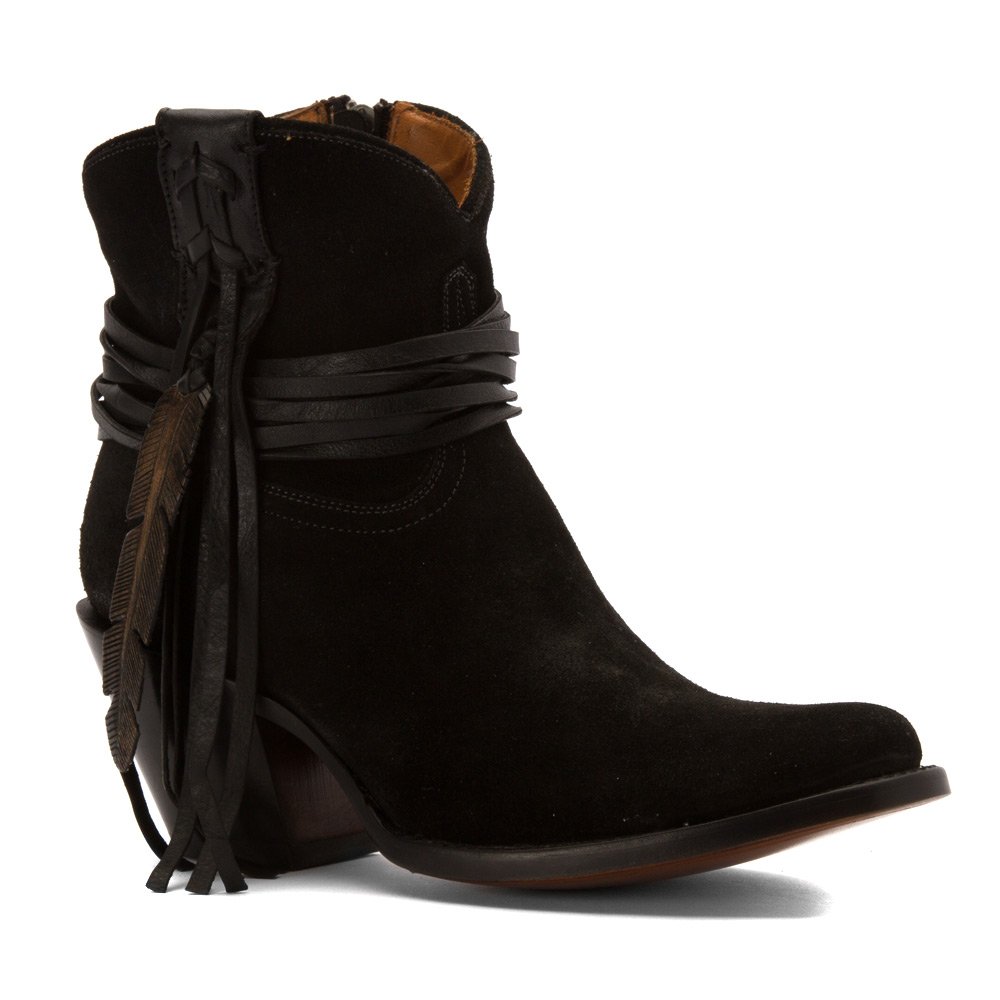 Lucchese Womens Robyn Round Toe Casual Boots Ankle Mid Heel 2-3" - Black