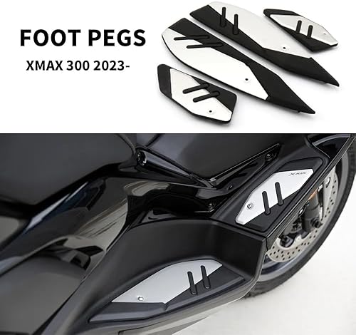 Miniatura 4 de X-MAX - Estriberas para Yamaha XMAX 300 2023 2024 placa de motocicleta antideslizante placa de pedal reposapiés (juego - plateado)