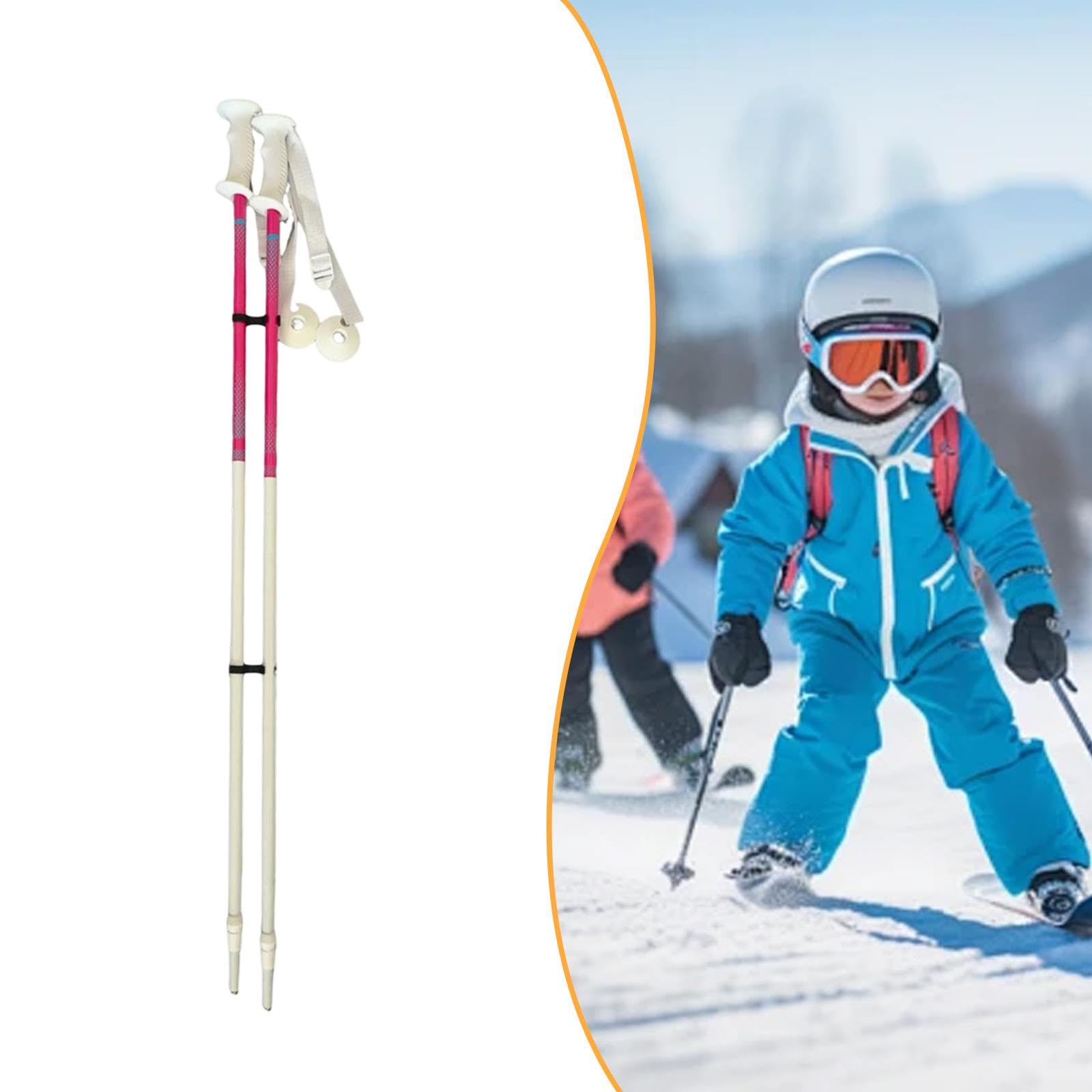 Générique 2 Pièces Bâtons de Randonnée Bâtons de Ski Cannes de Marche Bâtons d'escalade Poignées Sûres en Aluminium Antidérapant pour Enfants Adaptés au Ski, 85cm, Blanc