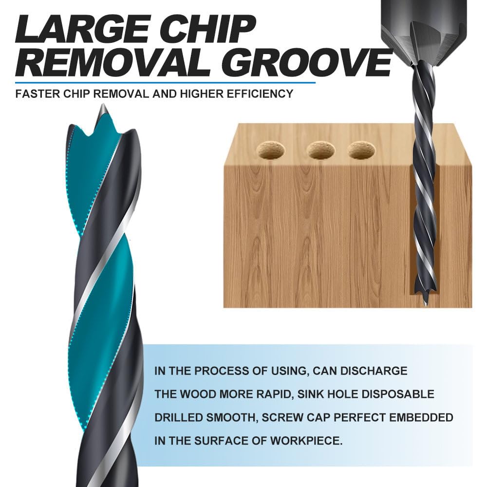 Set di punte da trapano svasate con rivestimento in titanio da 3-10 mm con chiave esagonale, fresa per fori per viti, utensili per la lavorazione del legno HSS, 4 pezzi da 3,6 mm