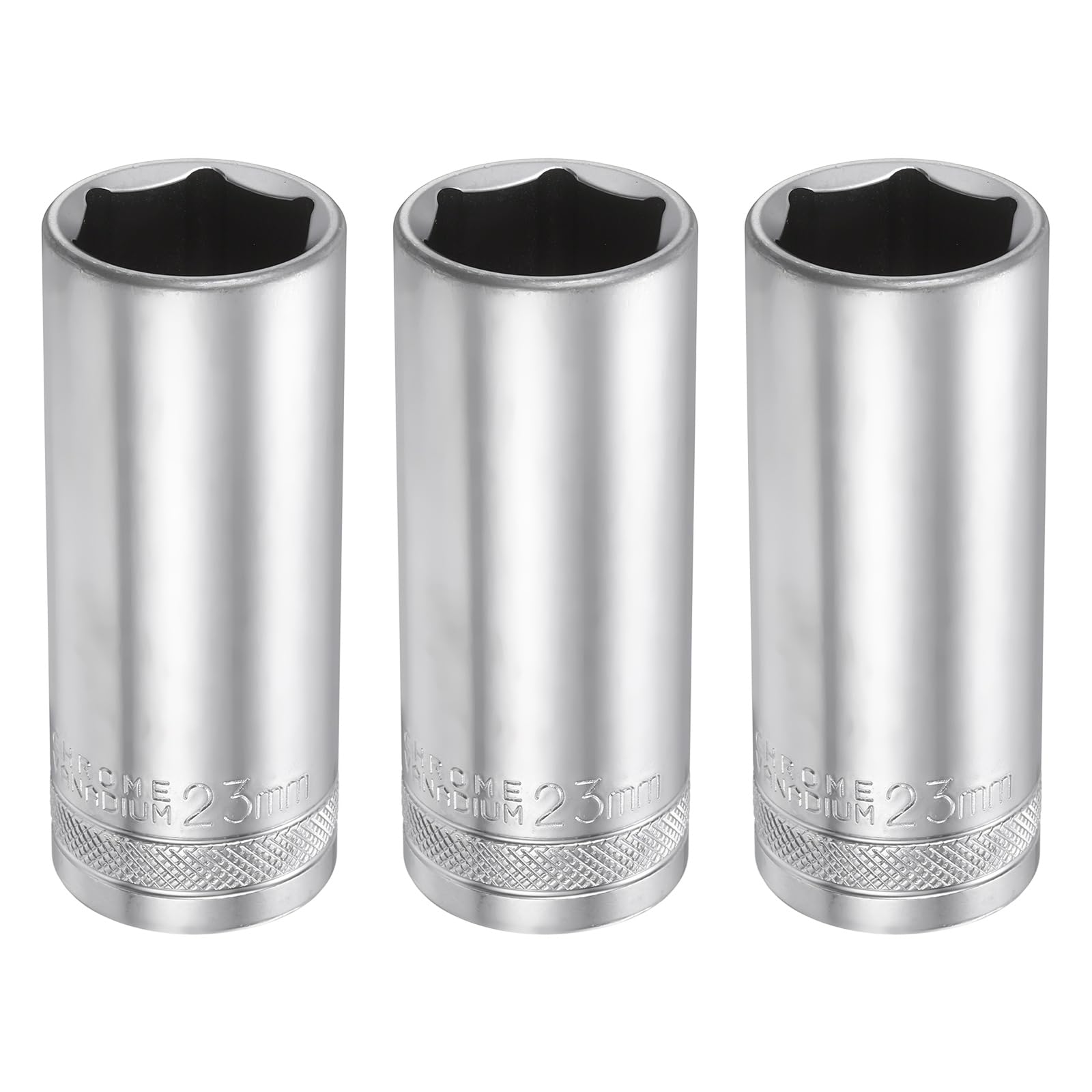 sourcing map 6 Points Deep Socket 1/2" Drive 23mm Deep,78mm/3.1" Long,3pcs