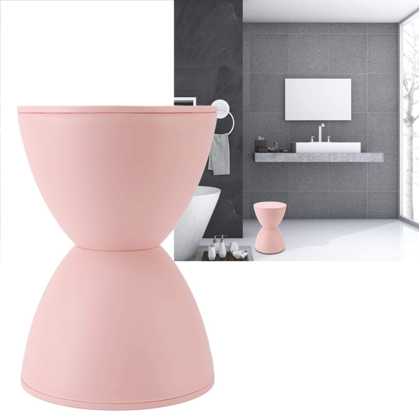 LiebeWH Sgabello a Forma di Clessidra Tavolino Rotondo per Uso Domestico per Bagno, Soggiorno e Camera da Letto (Rosa)