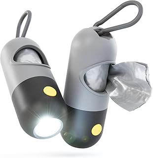 greate 2x Kotbeutelspender mit Taschenlampe & Karabinerhaken - Kotbeutelspender für Hundeleine - Hundekotbeutelspender inkl. 30 Kotbeutel - Hundekotbeutel Halter - Kotbeutelspender für Hunde product image
