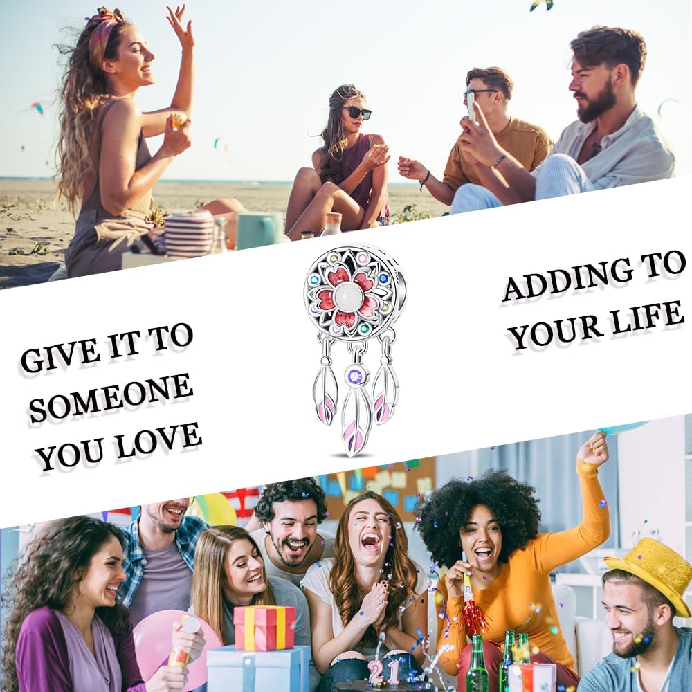 LNQOBU Happy Life Pendant Charm Bead Fits for Charm Bracelets - 925 Sterling Silver Dangle Pendant Bead for Woman(With one Spacer Beads Charms) - Image 6