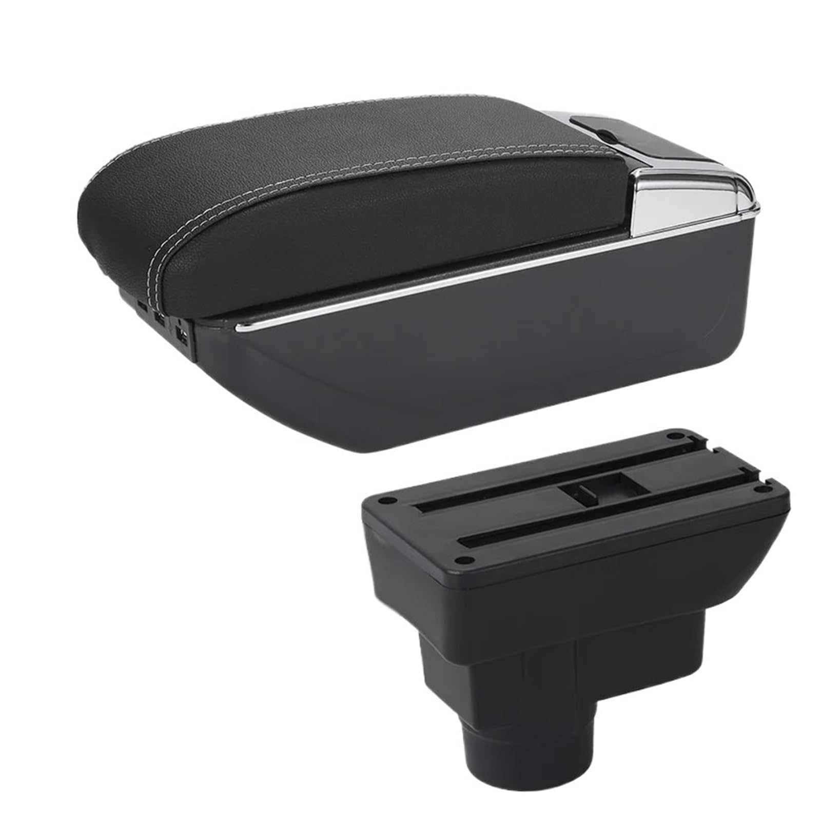 UMDJJU For Opel For Corsa D Car Armrest Backrest Interior Retrofit Part Storage Box Accessorie Car Centre Console Armrest Box(A3 Black white 7USB)
