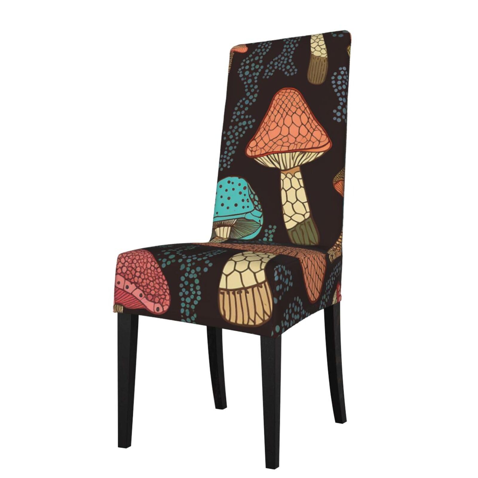 FodPand Stretch Chair Covers for Dining Room, Mushroom Chair Seat Covers Washable Detachable Chair Slipcover Chair Protectors Covers for Kitchen,Wedding,Party