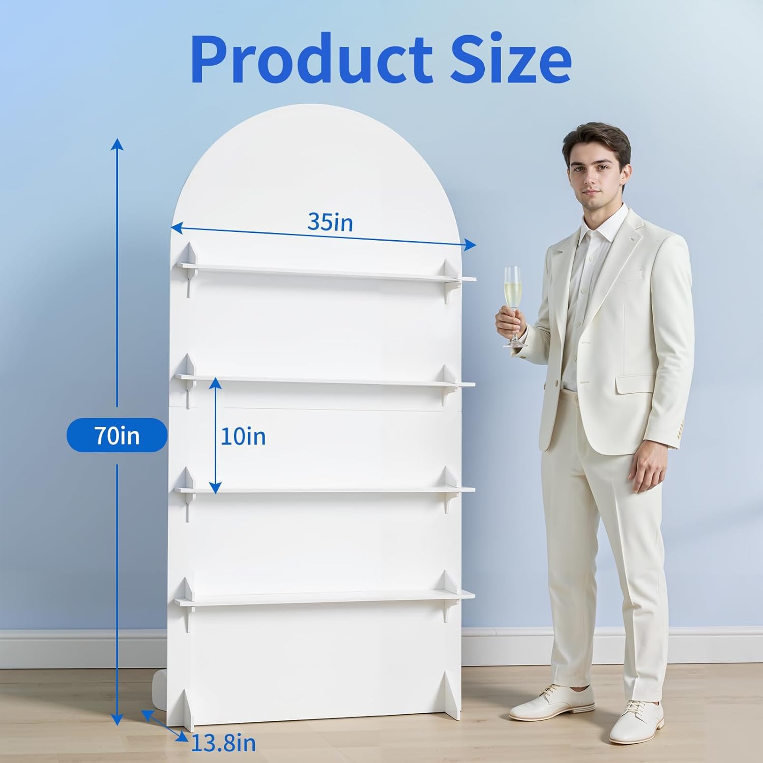 imprsv 6 ft 4-Tier Champagne Wall Holder, Assembly Party Display with Shelves, Champagne Rack for Wedding, Birthday Party, Anniversary Decor, Holds 32 Flutes