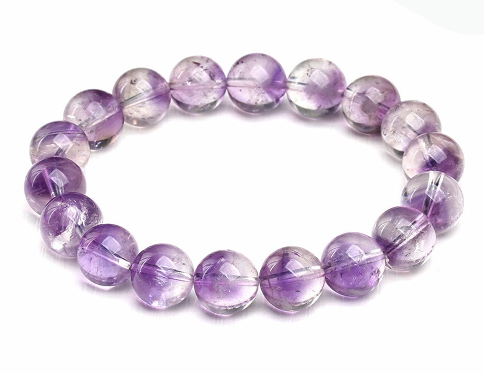 Natürliche Amethyst-Stein-Armbandperlen, Kristallperlen-Armbänder für Frauen, handgefertigtes Edelstein-Heil-Stretch-Armband für Männer, lila Schmuckgeschenke,14mm