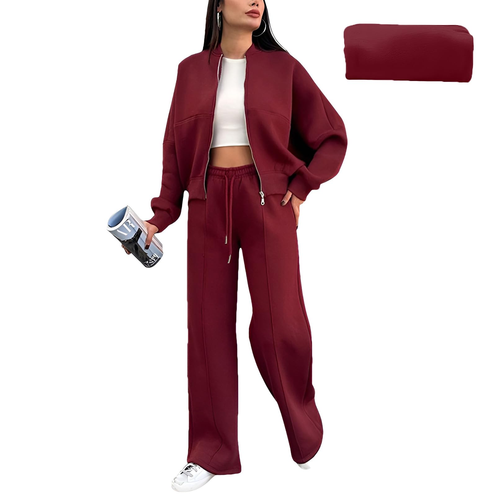 amropi Chándal de Mujer Chaqueta Sudadera con Cremallera y Pantalón Deporte Conjunto — view 8