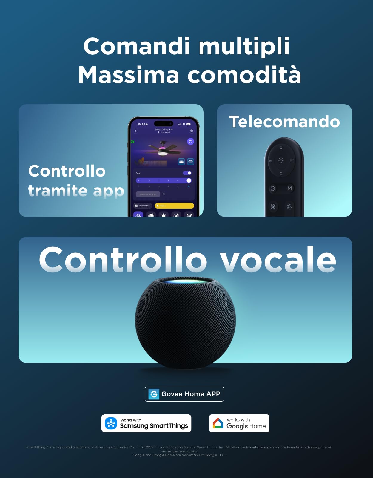 Govee Ventilatore da Soffitto con Luce, RGBIC Smart Ø132cm Lampadario con Ventilatore da Soffitto e Telecomando, 2800 lm, Motore DC reversibile, dimmerabile, per Camera da Letto e Soggiorno