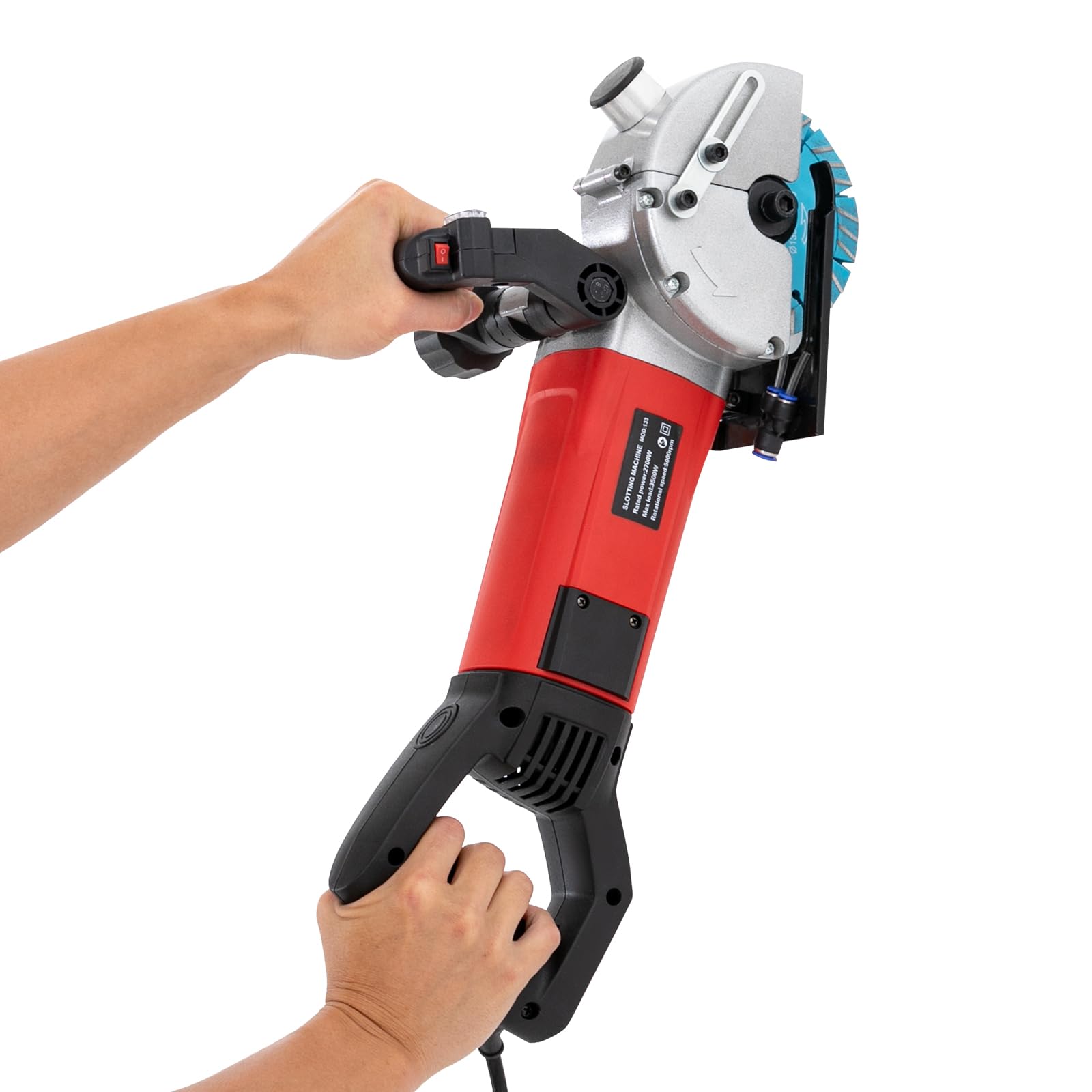 Fresa Ranuradora de Muros con Guía Láser 3500 W 5000 rpm, Fresadora Eléctrica de Pared, Profundidad Máx y Ancho de Ranura 42 x 40 mm, Hoja 133 mm, para Cortar Hormigón, Mármol, Granito