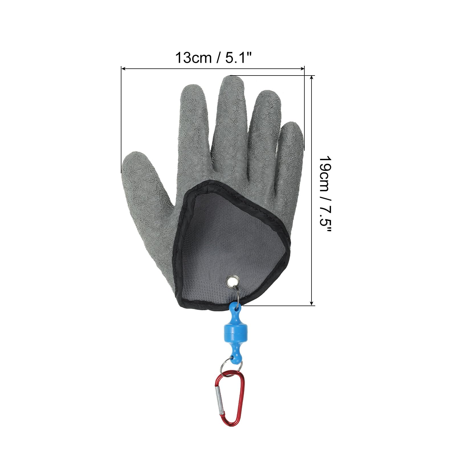 PATIKIL Fishing Gloves with Magnet Release Fisherman Professional Catch Fish Gloves Non-Slip Puncture Resistant Waterproof Fillet Glove for Handling Catching Cleaning, Grey (Right)