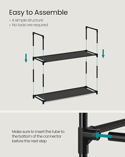Miniatura 6 de SONGMICS Zapatero, estante de zapatos de 10 niveles, organizador de almacenamiento de zapatos, 11 x 32.7 x 68 pulgadas, marco de metal, estantes de