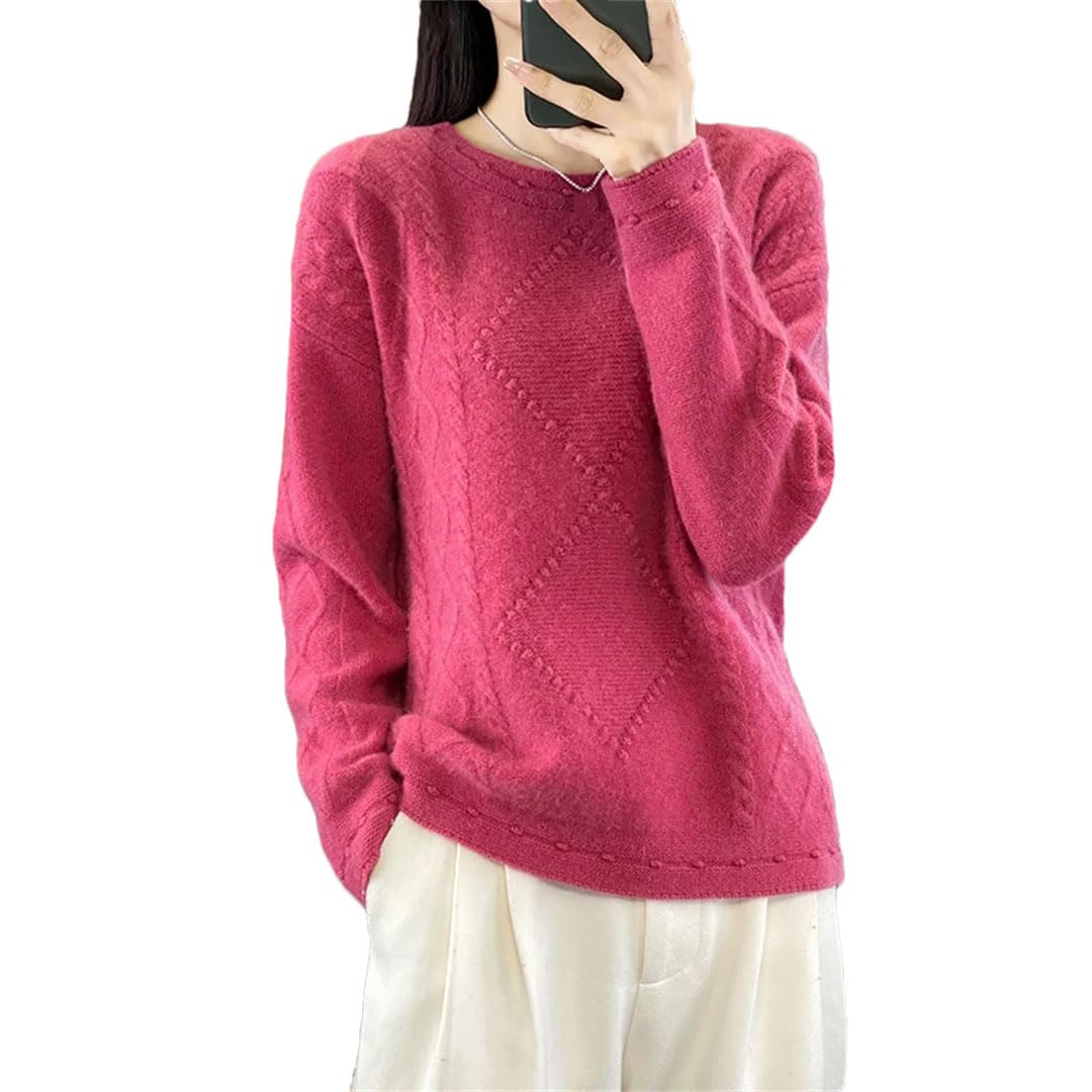 Vogrtcc Maglione in Cashmere con Scollo A O A Maniche Lunghe da Donna, Lavorato A Maglia, Casual Invernale, Maglione Allentato