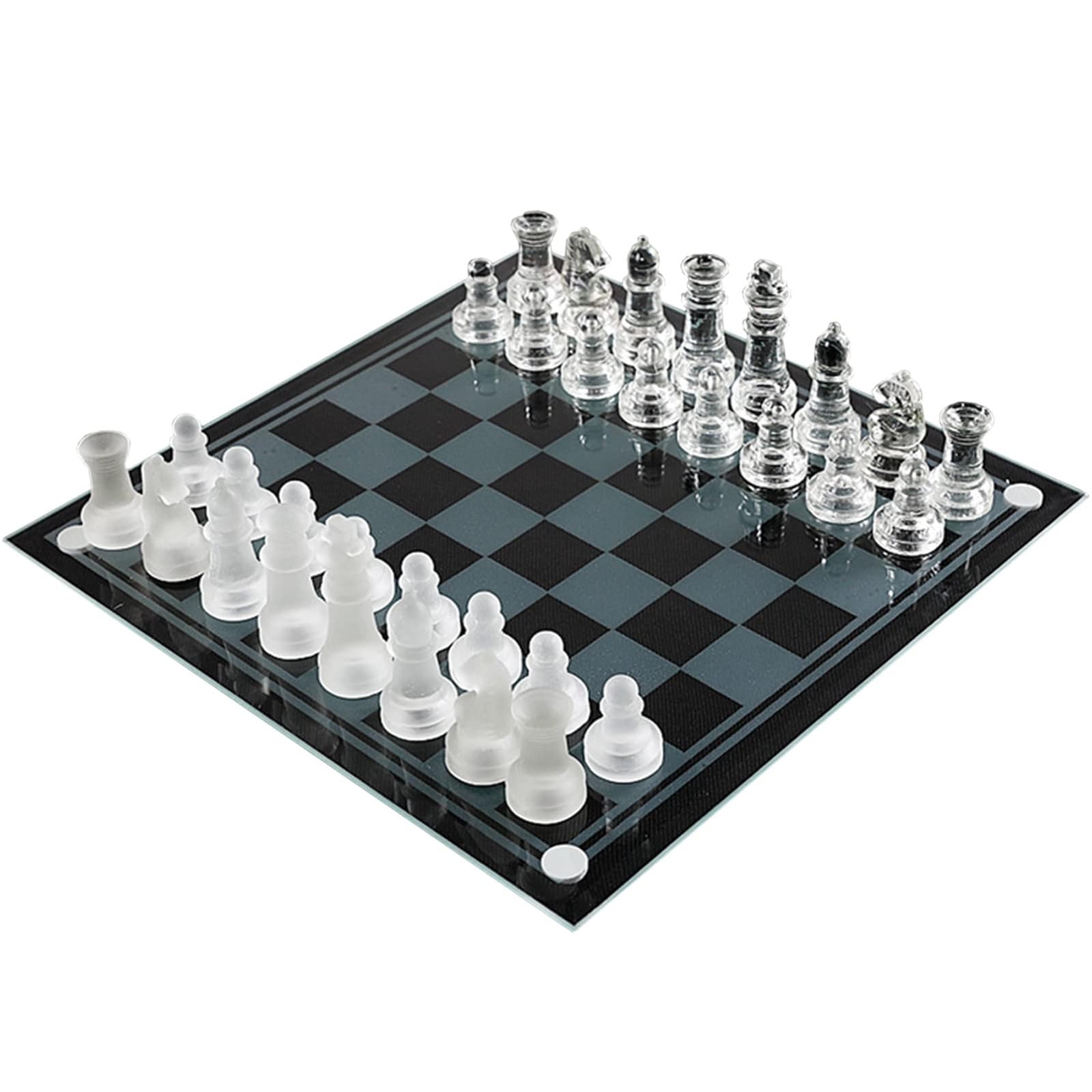 Jeu d'échecs Portable en Verre, pièces givrées et Transparentes échecs