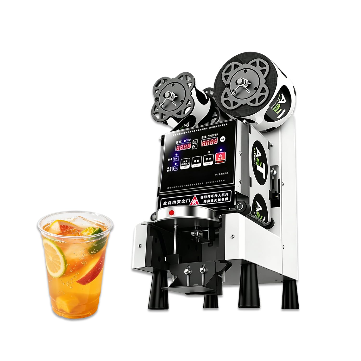WTRYRN Electric Cup Sealing Machine, Automatic Cup Sealer, 540-760 Cups/H High Speed, 90/95mm Paper Plastic Cup for Bubble Tea, Coffee, Juice Shops 2