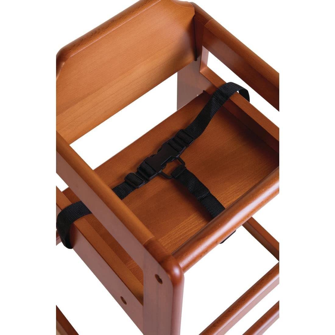 Bolero Robuster, sicherer Hochstuhl aus Holz für Babys und Kleinkinder | Dunkles Holzfinish | Sitzhöhe: 500 mm | Geeignet für Kinder bis 36 Monate | Inklusive 3-Punkt-Hüftgurt | DL901