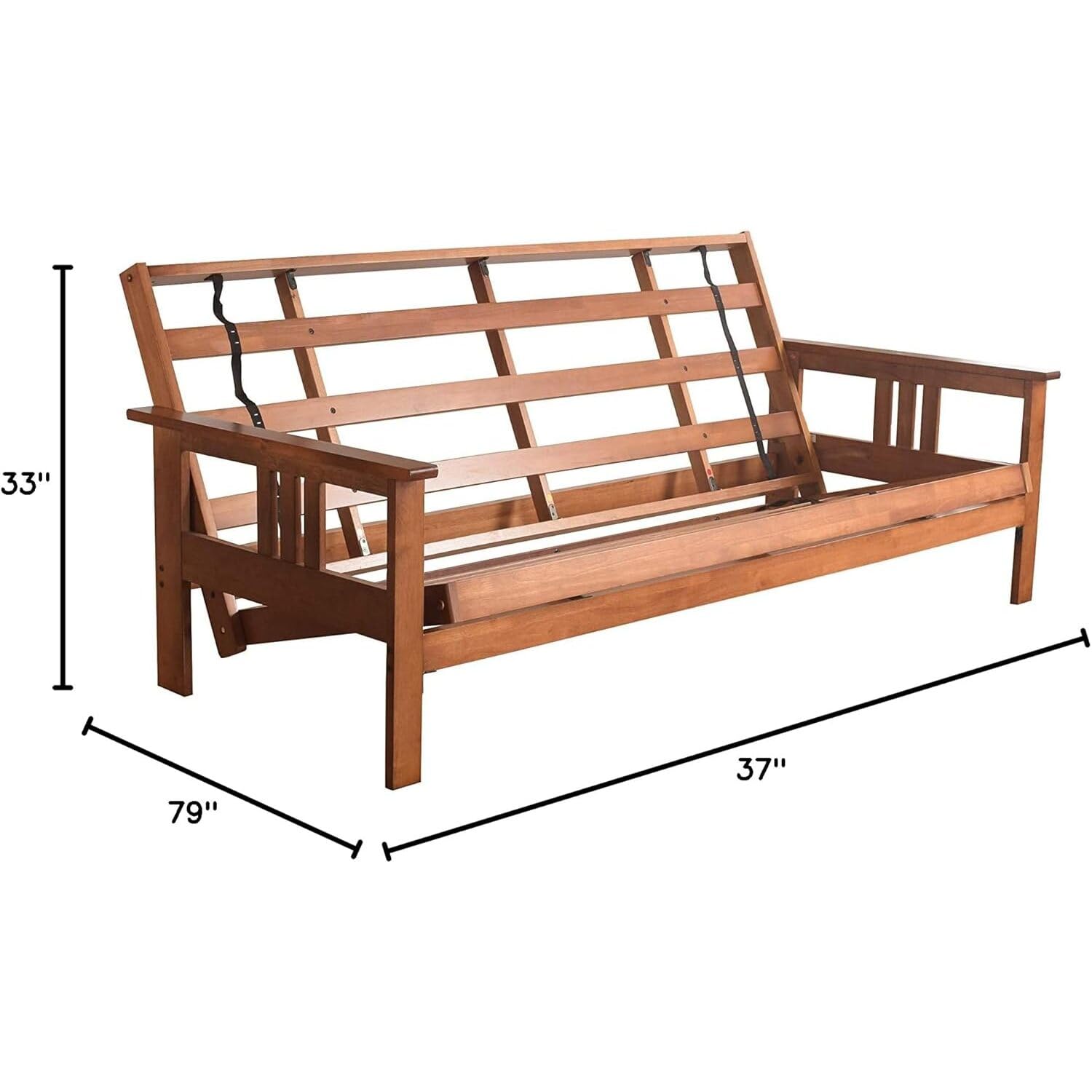 HomeStock Futon Frame Set with Mattress - Converts to Bed - Hardwood Sofa for Living Rooms Frame Only/Barbados
