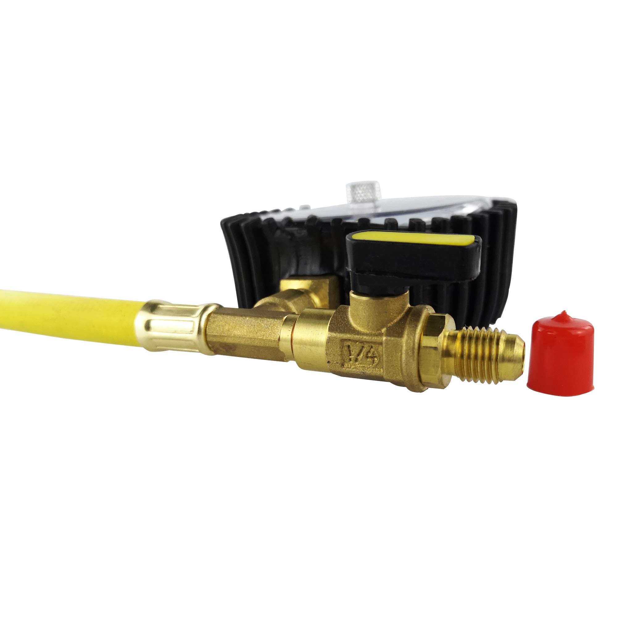 Manomètres à Azote et Réfrigérant R134a R1234yf R22 R507 R422D R404A R407C avec échelle SAE de 1/4" et vanne à tournant sphérique